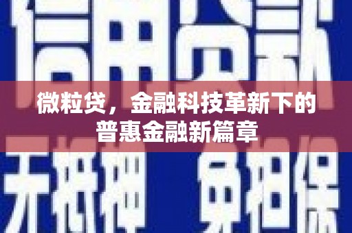 介休微粒贷，金融科技革新下的普惠金融新篇章