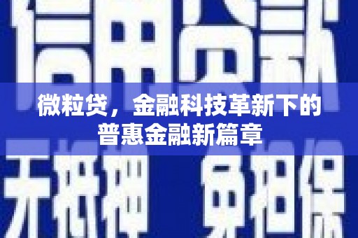 介休微粒贷，金融科技革新下的普惠金融新篇章